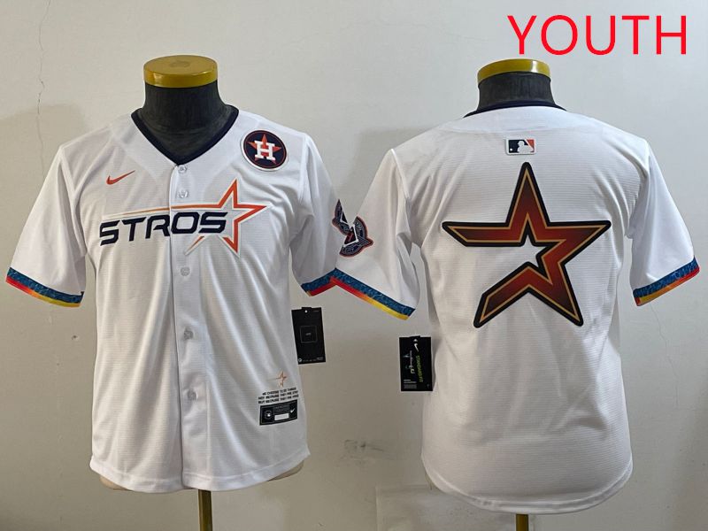 Youth Houston Astros Blank White Fourth generation Joint Name 2025 Nike MLB Jersey style 7->youth mlb jersey->Youth Jersey